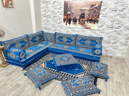 L förmiges orientalisches Sofa Set, Majlis-Sitzmöbel, Bodenkissen, Arabische Majlis, Türkisches Bode