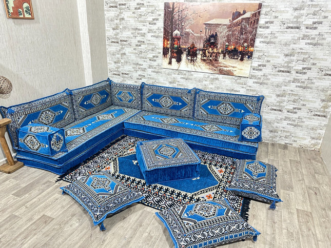 L förmiges orientalisches Sofa Set, Majlis-Sitzmöbel, Bodenkissen, Arabische Majlis, Türkisches Bode