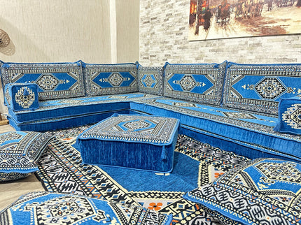 L förmiges orientalisches Sofa Set, Majlis-Sitzmöbel, Bodenkissen, Arabische Majlis, Türkisches Bode