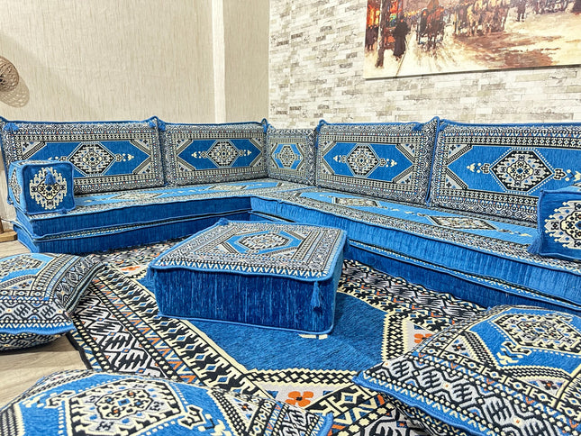 L förmiges orientalisches Sofa Set, Majlis-Sitzmöbel, Bodenkissen, Arabische Majlis, Türkisches Bode