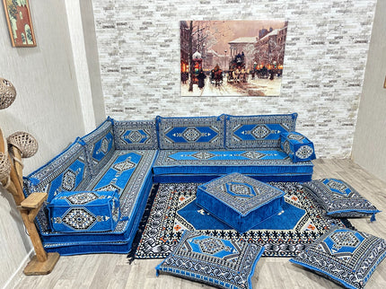 L förmiges orientalisches Sofa Set, Majlis-Sitzmöbel, Bodenkissen, Arabische Majlis, Türkisches Bode