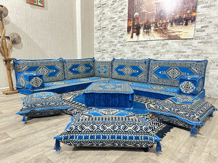 L förmiges orientalisches Sofa Set, Majlis-Sitzmöbel, Bodenkissen, Arabische Majlis, Türkisches Bode