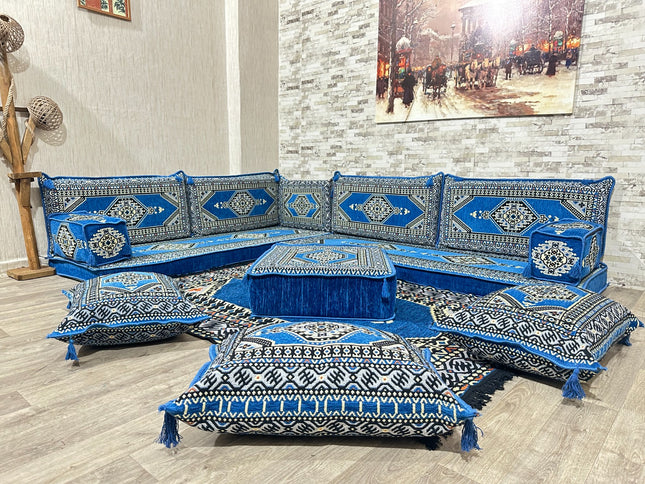 L förmiges orientalisches Sofa Set, Majlis-Sitzmöbel, Bodenkissen, Arabische Majlis, Türkisches Bode
