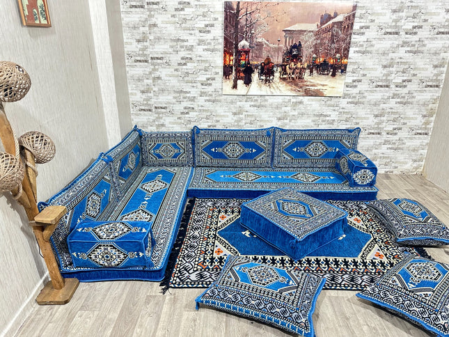 L förmiges orientalisches Sofa Set, Majlis-Sitzmöbel, Bodenkissen, Arabische Majlis, Türkisches Bode