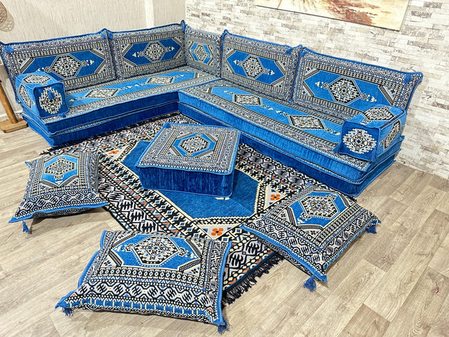 L förmiges orientalisches Sofa Set, Majlis-Sitzmöbel, Bodenkissen, Arabische Majlis, Türkisches Bode
