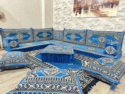 L förmiges orientalisches Sofa Set, Majlis-Sitzmöbel, Bodenkissen, Arabische Majlis, Türkisches Bode