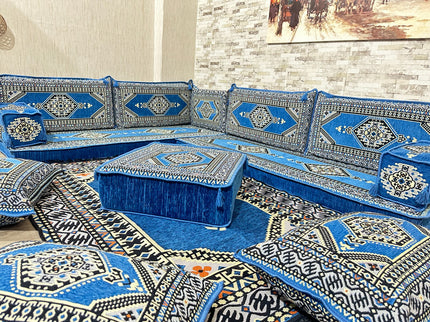 L förmiges orientalisches Sofa Set, Majlis-Sitzmöbel, Bodenkissen, Arabische Majlis, Türkisches Bode