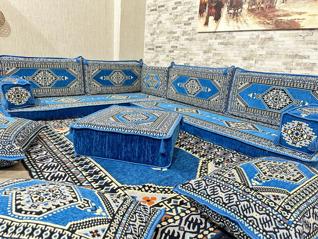 L förmiges orientalisches Sofa Set, Majlis-Sitzmöbel, Bodenkissen, Arabische Majlis, Türkisches Bode