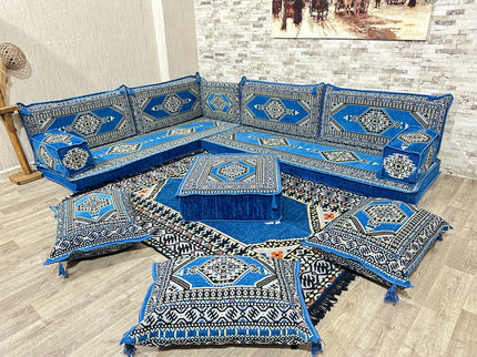 L förmiges orientalisches Sofa Set, Majlis-Sitzmöbel, Bodenkissen, Arabische Majlis, Türkisches Bode