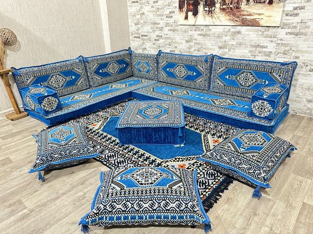 L förmiges orientalisches Sofa Set, Majlis-Sitzmöbel, Bodenkissen, Arabische Majlis, Türkisches Bode