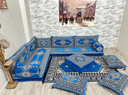 L förmiges orientalisches Sofa Set, Majlis-Sitzmöbel, Bodenkissen, Arabische Majlis, Türkisches Bode