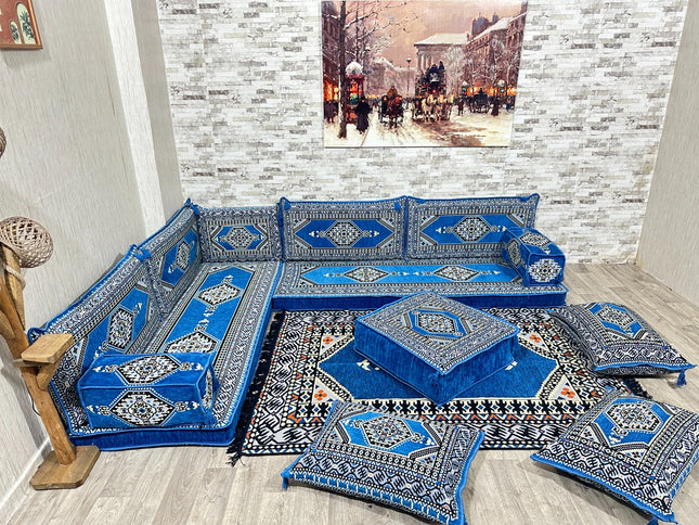 L förmiges orientalisches Sofa Set, Majlis-Sitzmöbel, Bodenkissen, Arabische Majlis, Türkisches Bode