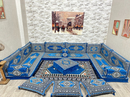 U förmiges orientalisches Sofa Set, Majlis-Sitzmöbel, Arabische Majlis, Bodenkissen, Türkisches Bode