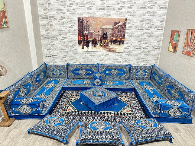 U förmiges orientalisches Sofa Set, Majlis-Sitzmöbel, Arabische Majlis, Bodenkissen, Türkisches Bode