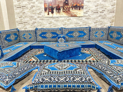U förmiges orientalisches Sofa Set, Majlis-Sitzmöbel, Arabische Majlis, Bodenkissen, Türkisches Bode