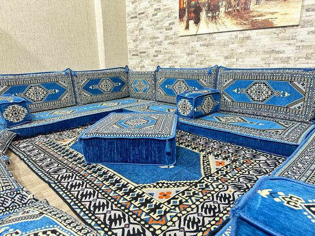U förmiges orientalisches Sofa Set, Majlis-Sitzmöbel, Arabische Majlis, Bodenkissen, Türkisches Bode