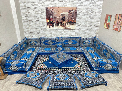 U förmiges orientalisches Sofa Set, Majlis-Sitzmöbel, Arabische Majlis, Bodenkissen, Türkisches Bode