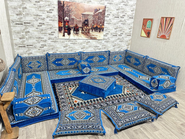 U förmiges orientalisches Sofa Set, Majlis-Sitzmöbel, Arabische Majlis, Bodenkissen, Türkisches Bode