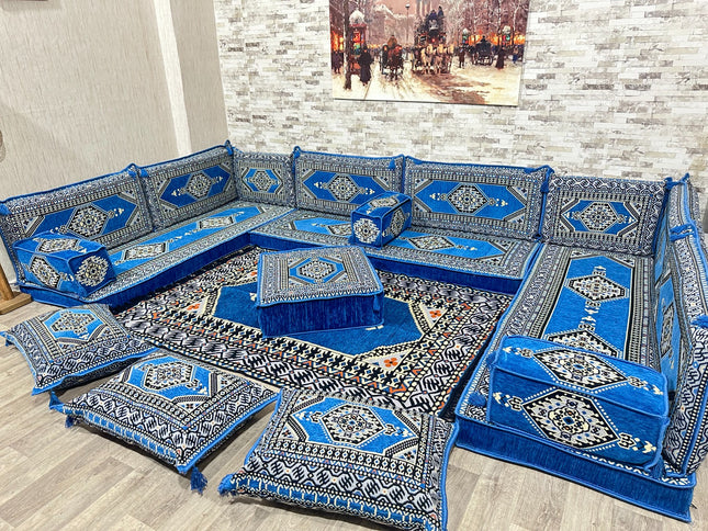 U förmiges orientalisches Sofa Set, Majlis-Sitzmöbel, Arabische Majlis, Bodenkissen, Türkisches Bode