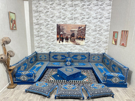 U förmiges orientalisches Sofa Set, Majlis-Sitzmöbel, Arabische Majlis, Bodenkissen, Türkisches Bode