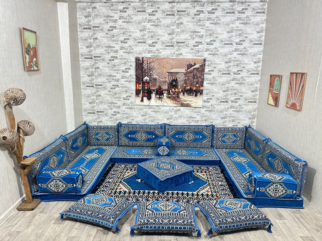 U förmiges orientalisches Sofa Set, Majlis-Sitzmöbel, Arabische Majlis, Bodenkissen, Türkisches Bode