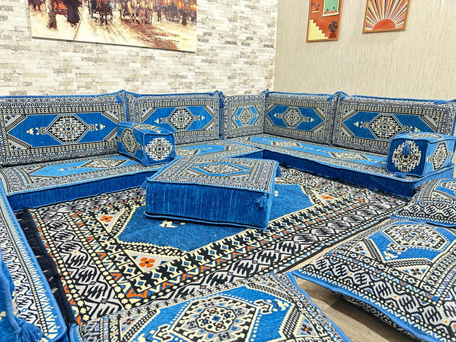 U förmiges orientalisches Sofa Set, Majlis-Sitzmöbel, Arabische Majlis, Bodenkissen, Türkisches Bode