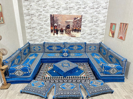 U förmiges orientalisches Sofa Set, Majlis-Sitzmöbel, Arabische Majlis, Bodenkissen, Türkisches Bode