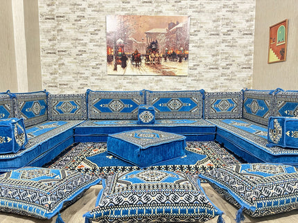 U förmiges orientalisches Sofa Set, Majlis-Sitzmöbel, Arabische Majlis, Bodenkissen, Türkisches Bode