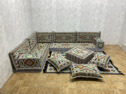 L förmiges orientalisches Sofa Set, Majlis-Sitzmöbel, Bodenkissen, Arabische Majlis, Türkisches Bode