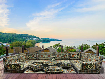 U förmiges orientalisches Sofa Set, Majlis-Sitzmöbel, Arabische Majlis, Bodenkissen, Türkisches Bode