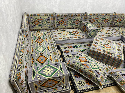 U förmiges orientalisches Sofa Set, Majlis-Sitzmöbel, Arabische Majlis, Bodenkissen, Türkisches Bode