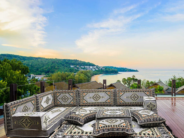 L förmiges orientalisches Sofa Set, Majlis-Sitzmöbel, Bodenkissen, Arabische Majlis, Türkisches Bode