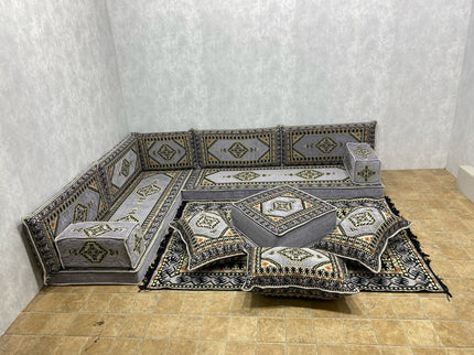 L förmiges orientalisches Sofa Set, Majlis-Sitzmöbel, Bodenkissen, Arabische Majlis, Türkisches Bode