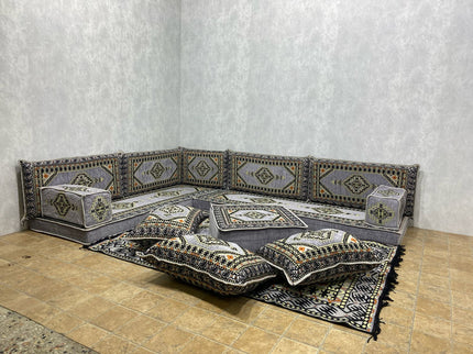 L förmiges orientalisches Sofa Set, Majlis-Sitzmöbel, Bodenkissen, Arabische Majlis, Türkisches Bode