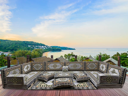 U förmiges orientalisches Sofa Set, Majlis-Sitzmöbel, Arabische Majlis, Bodenkissen, Türkisches Bode