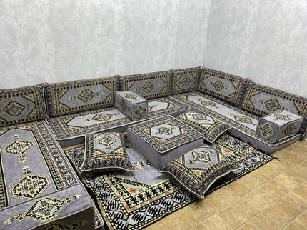 U förmiges orientalisches Sofa Set, Majlis-Sitzmöbel, Arabische Majlis, Bodenkissen, Türkisches Bode