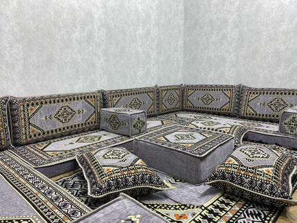 U förmiges orientalisches Sofa Set, Majlis-Sitzmöbel, Arabische Majlis, Bodenkissen, Türkisches Bode