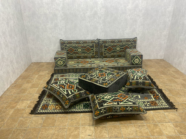 Orientalisches Sofa Set, Majlis-Sitzmöbel, Bodenkissen, Arabische Majlis, Türkisches Boden Sitzset