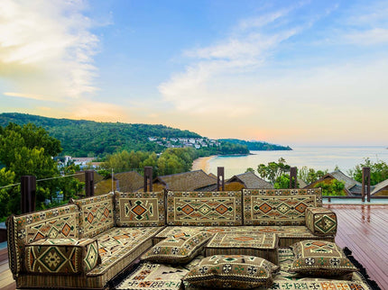 L förmiges orientalisches Sofa Set, Majlis-Sitzmöbel, Bodenkissen, Arabische Majlis, Türkisches Bode