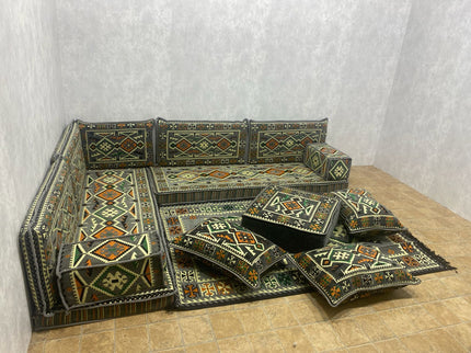 L förmiges orientalisches Sofa Set, Majlis-Sitzmöbel, Bodenkissen, Arabische Majlis, Türkisches Bode