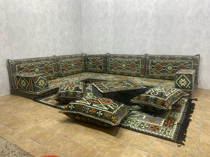 L förmiges orientalisches Sofa Set, Majlis-Sitzmöbel, Bodenkissen, Arabische Majlis, Türkisches Bode