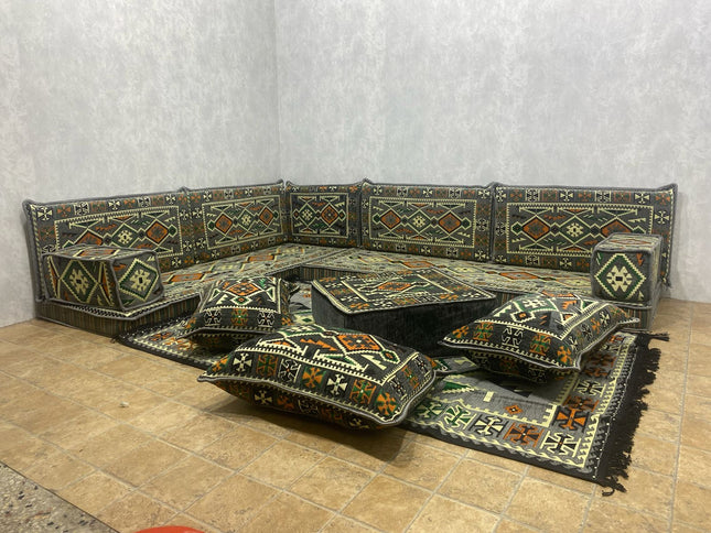 L förmiges orientalisches Sofa Set, Majlis-Sitzmöbel, Bodenkissen, Arabische Majlis, Türkisches Bode
