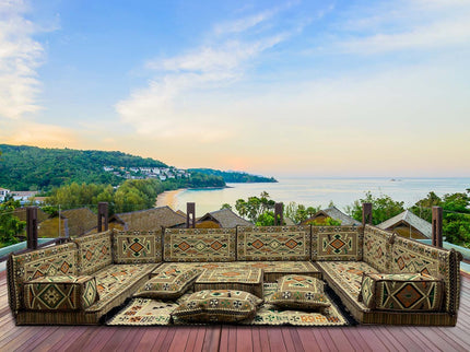 U förmiges orientalisches Sofa Set, Majlis-Sitzmöbel, Arabische Majlis, Bodenkissen, Türkisches Bode