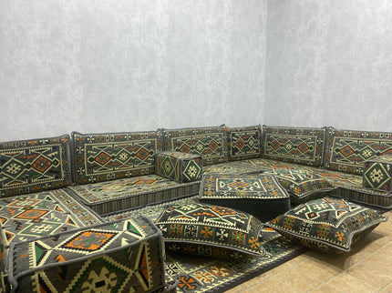 U förmiges orientalisches Sofa Set, Majlis-Sitzmöbel, Arabische Majlis, Bodenkissen, Türkisches Bode