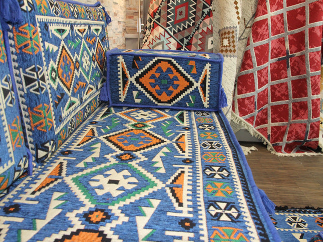 Orientalisches Sofa mit Bettfunktion | 11-teilig | Kilim-Stoff