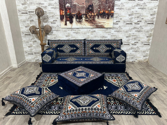 Orientalisches Sofa Set, Türkisches Boden Sitzset, Majlis-Sitzmöbel, Bodenkissen, Arabische Majlis