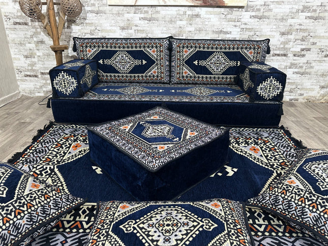 Orientalisches Sofa Set, Türkisches Boden Sitzset, Majlis-Sitzmöbel, Bodenkissen, Arabische Majlis