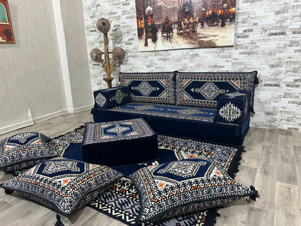 Orientalisches Sofa Set, Türkisches Boden Sitzset, Majlis-Sitzmöbel, Bodenkissen, Arabische Majlis