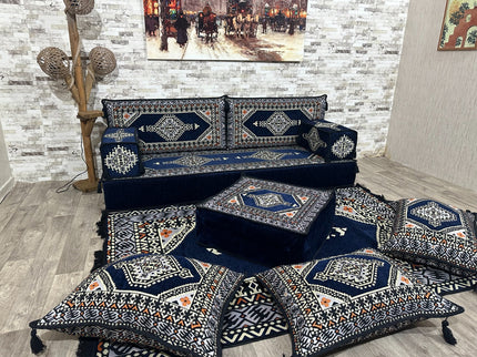 Orientalisches Sofa Set, Türkisches Boden Sitzset, Majlis-Sitzmöbel, Bodenkissen, Arabische Majlis