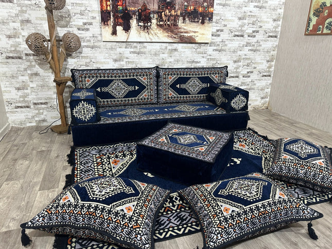 Orientalisches Sofa Set, Türkisches Boden Sitzset, Majlis-Sitzmöbel, Bodenkissen, Arabische Majlis